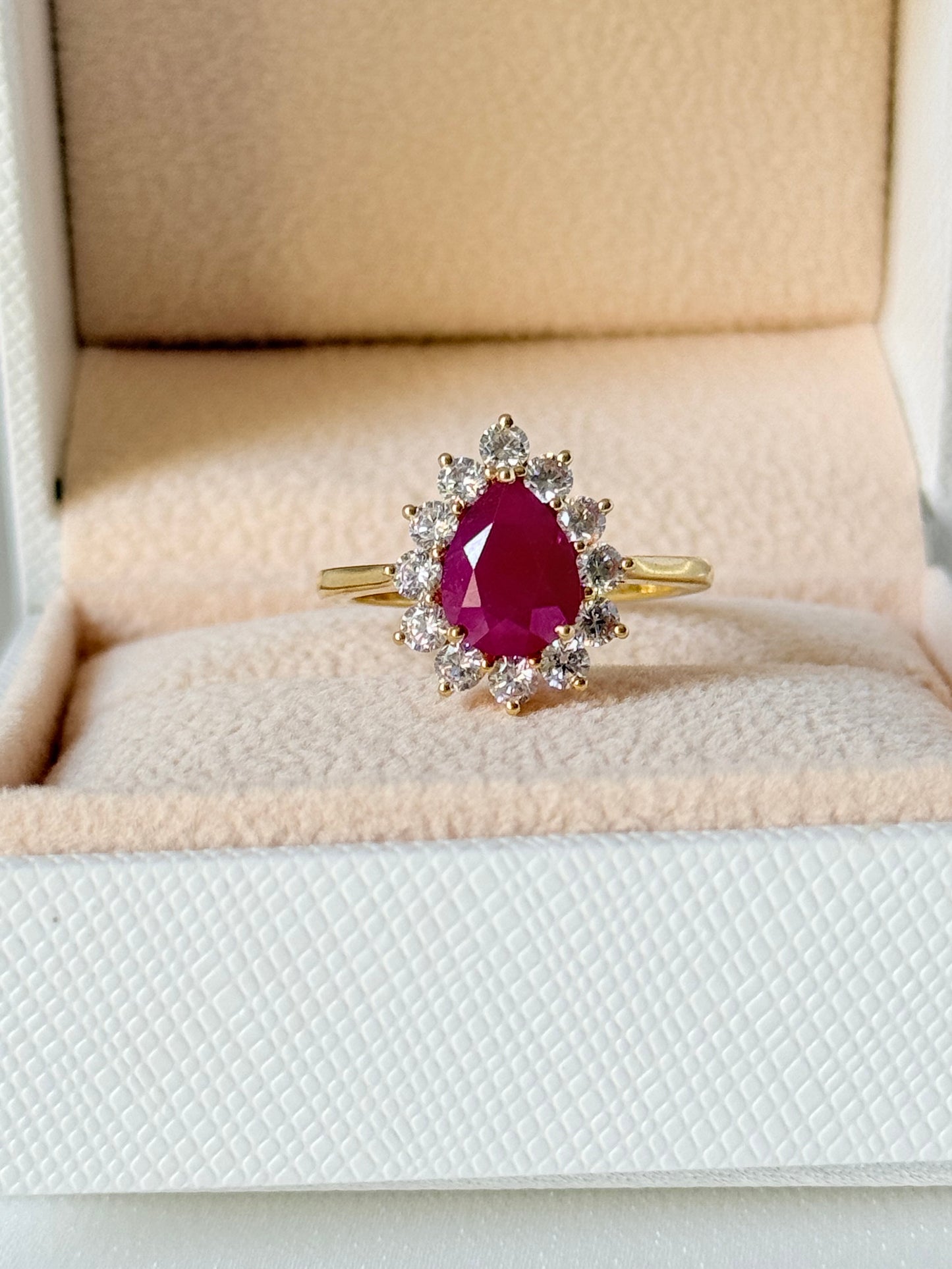 PEAR SHAPE RUBY RING