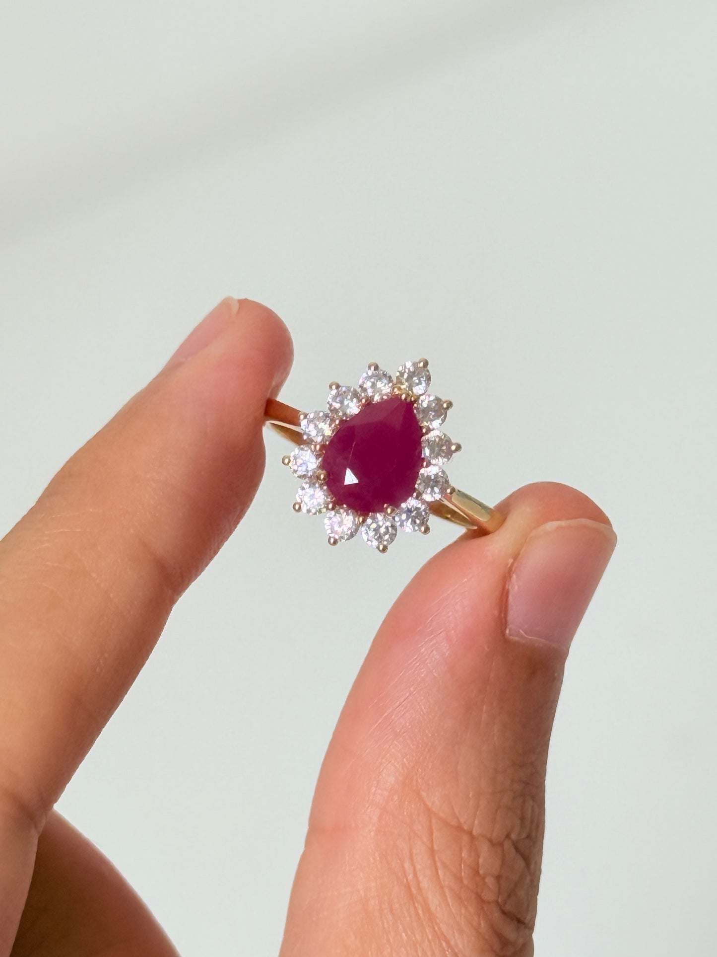 PEAR SHAPE RUBY RING