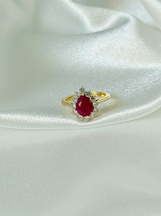 PEAR SHAPE RUBY RING