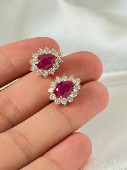 PEAR SHAPE RUBY EARRINGS