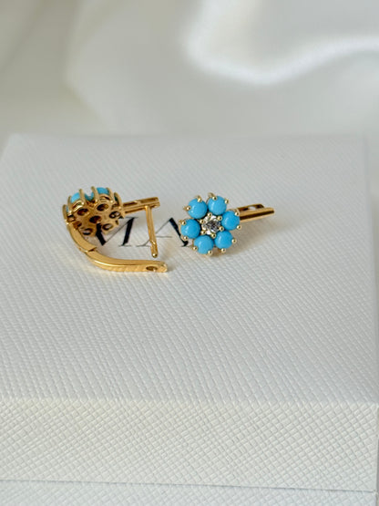 TURQUOISE FLOWER EARRINGS