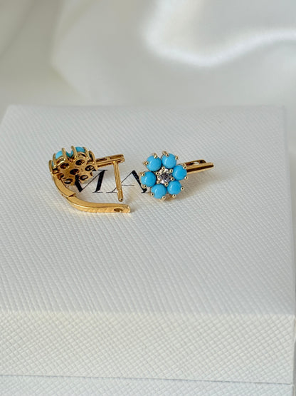 TURQUOISE FLOWER EARRINGS