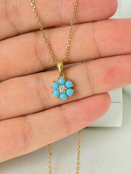 TURQUOISE FLOWER PENDANT